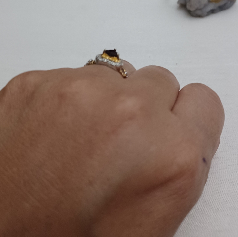 VINTAGE RSE STERLING SILVER HEART GARNET RING - Picture 8 of 10